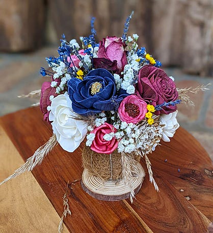 Patriotic Gift: Red, White & Blue, Preserved Flower Bouquet With Fragrance